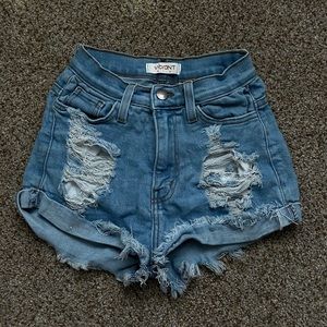 Laura Boutique Distressed High Rise Jean Shorts